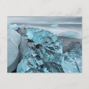 Postal Hielo azul en el paisaje marino de la playa, Islan