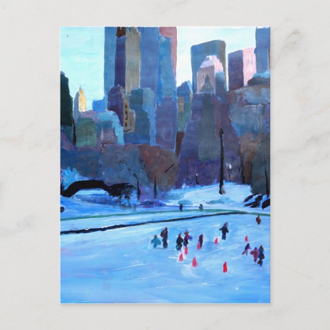 Postal Hielo E Invierno De New York Central Park En Manha (Anverso)