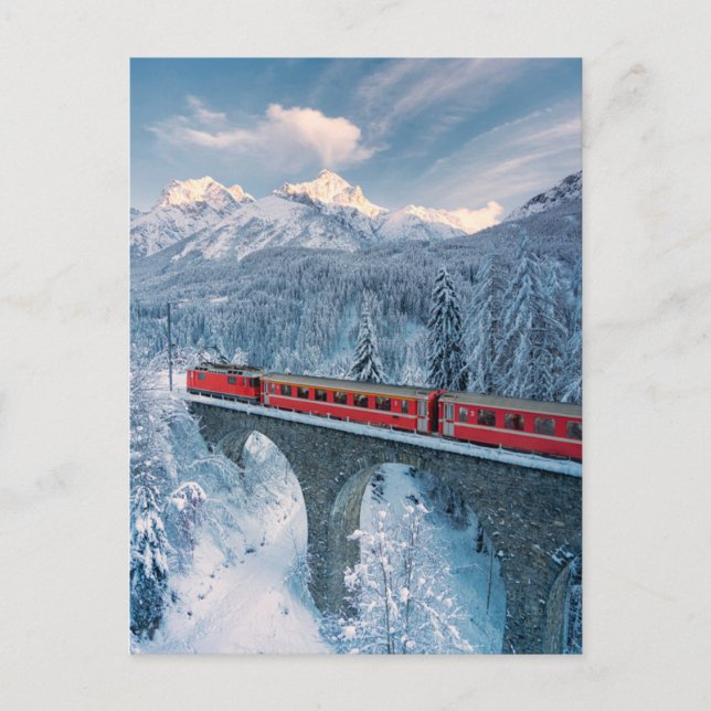 Postal Hielo y nieve | Red Bernina Express Train Suiza (Anverso)