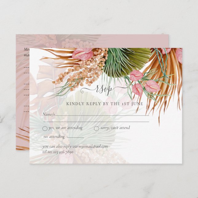 Postal Hierba Tropical de las Pampas en Terracota para Bo (Anverso / Reverso)