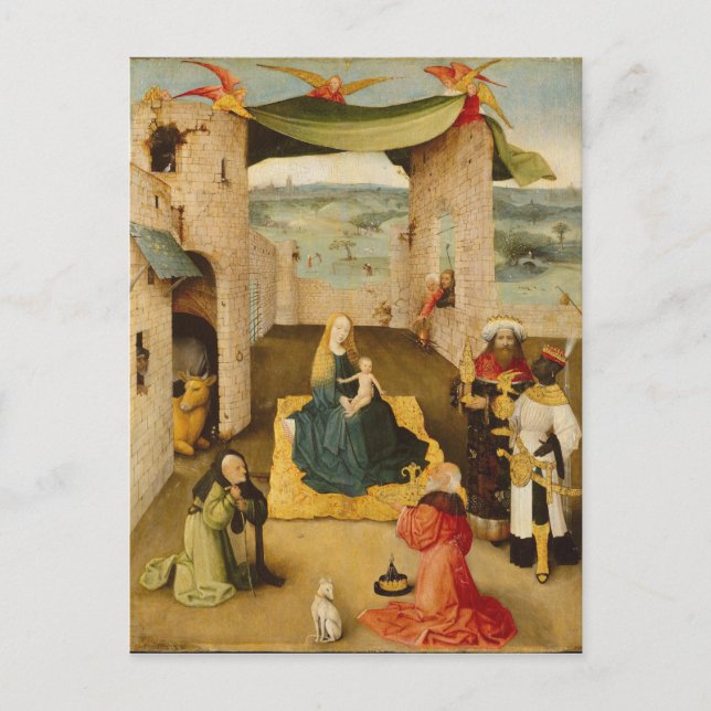 Postal Hieronymus Bosch - La Adoración Del Magi (Anverso)