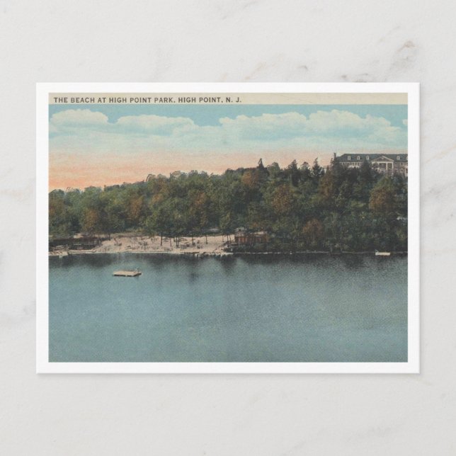 Postal High Point NJ, The Beach, High Point Park 1920 (Anverso)