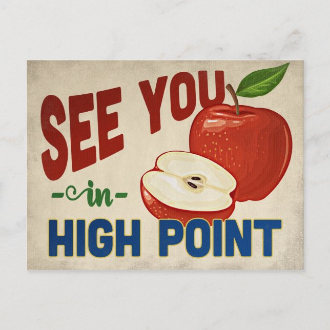Postal High Point North Carolina Apple - Viajes de época (Anverso)