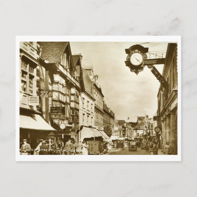 Postal High St, Winchester, Inglaterra Vintage (Anverso)