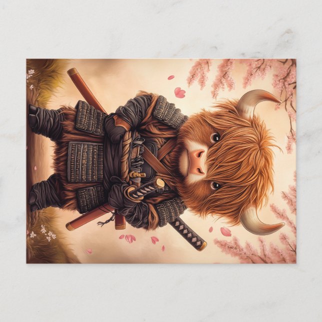 Postal Highland Cow Samurai (Anverso)