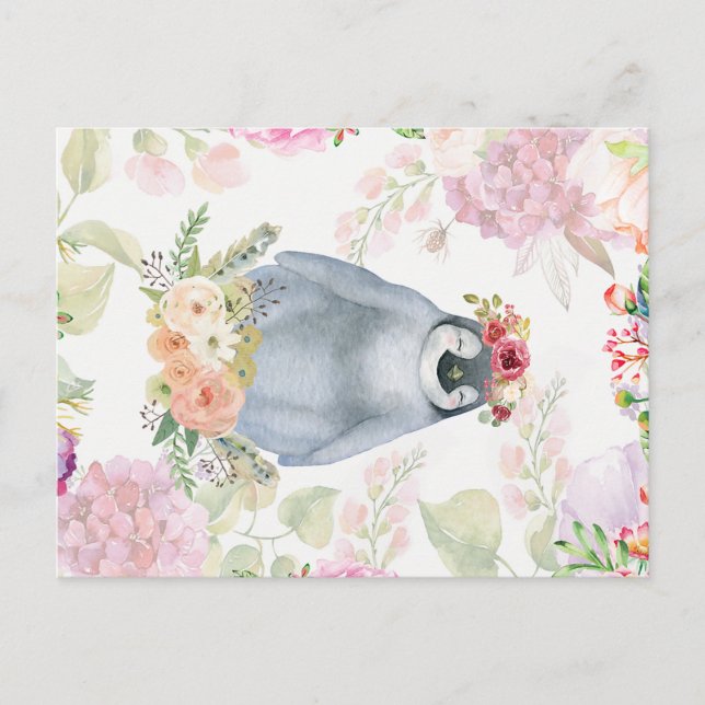 Postal Hija de pingüino pequeña regalo de cumpleaños, Pin (Anverso)