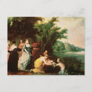 Postal Hija del faraón descubriendo a Moisés