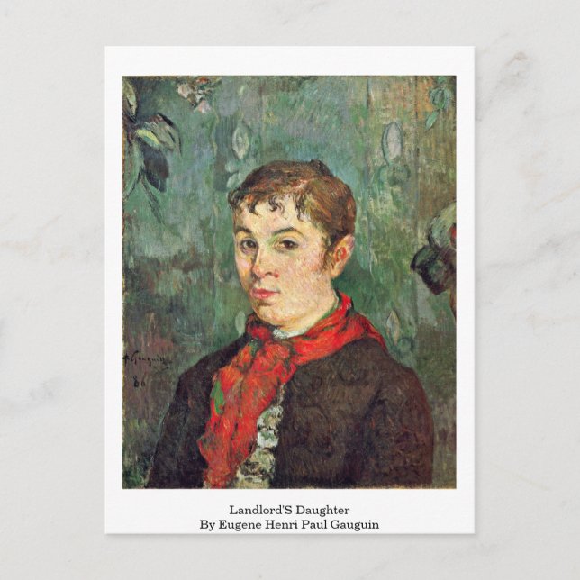 Postal Hija Del Propietario Por Eugene Henri Paul Gauguin (Anverso)