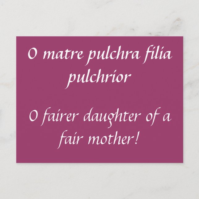 Postal Hija justa, madre justa - cita de Horace (Anverso)