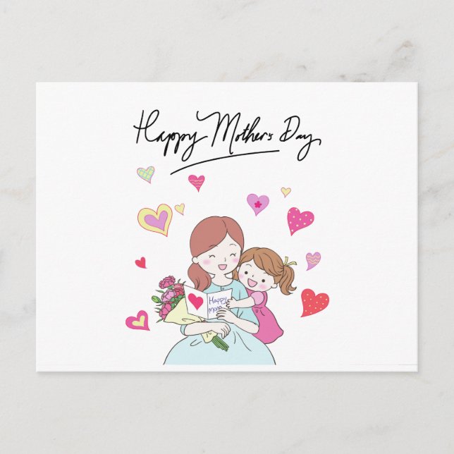 Postal Hija y madre alegres feliz día de la madre (Anverso)