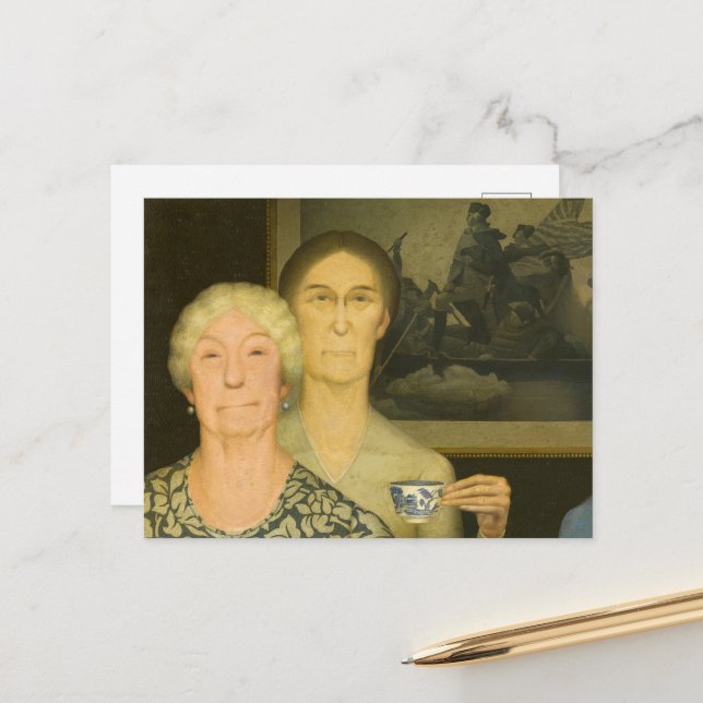 Postal Hijas de la revolución por Grant Wood (Anverso/Reverso In Situ)