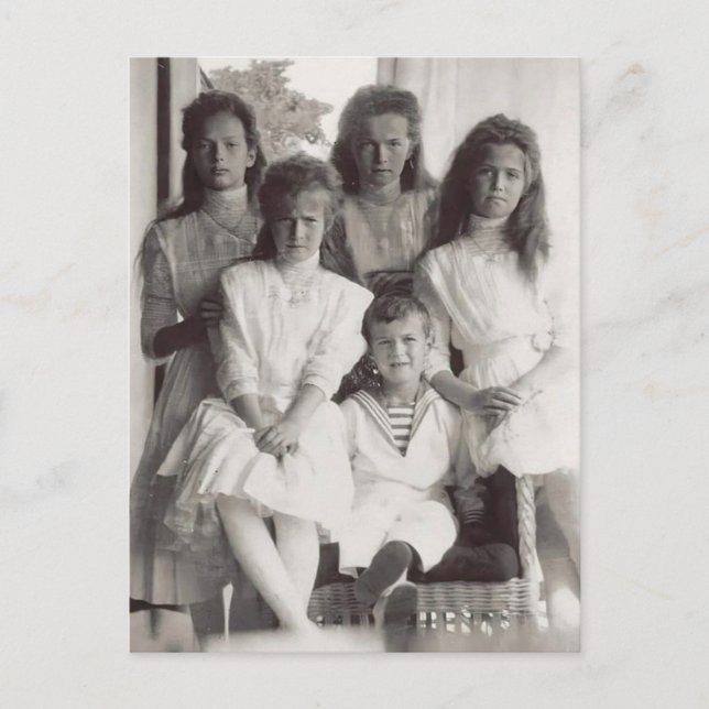 Postal Hijos zar de Rusia, OTMA y Alexis (Anverso)