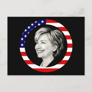 Postal hillary clinton. bandera de los ee.uu. pintoresca.
