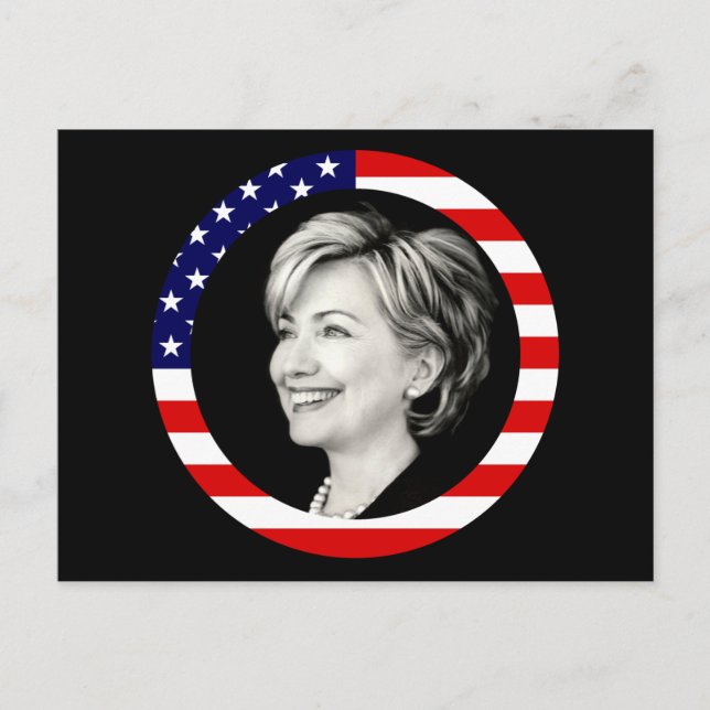 Postal hillary clinton. bandera de los ee.uu. pintoresca. (Anverso)