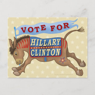 Postal Hillary Clinton Presidente 2016 Demócrata Donkey