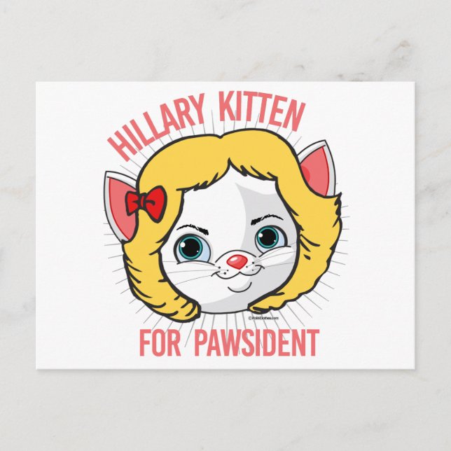 Postal Hillary Kitten para Pawsident (Anverso)