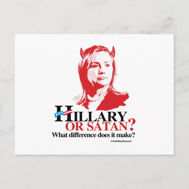 Postal Hillary o Satan - qué diferencia (Anverso)