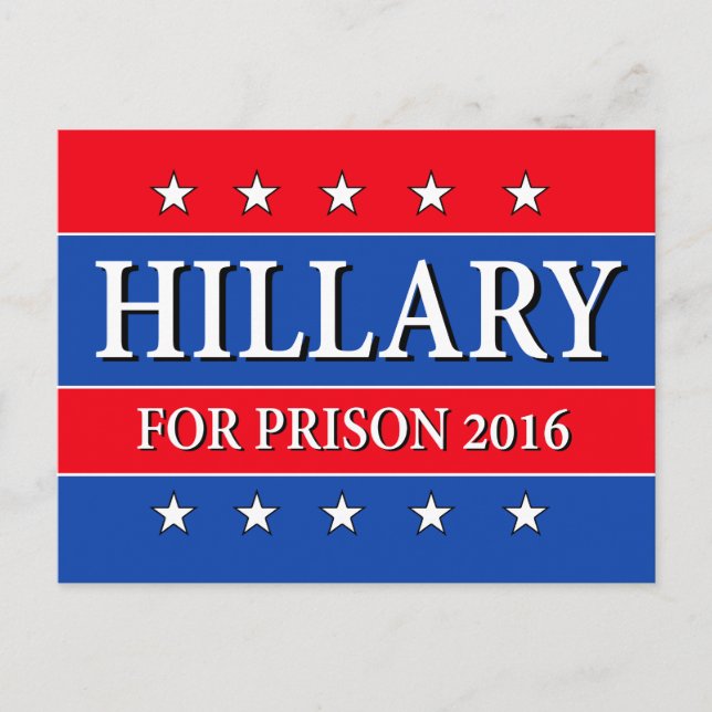 POSTAL "HILLARY PARA LA PRISIÓN 2016 " (Anverso)