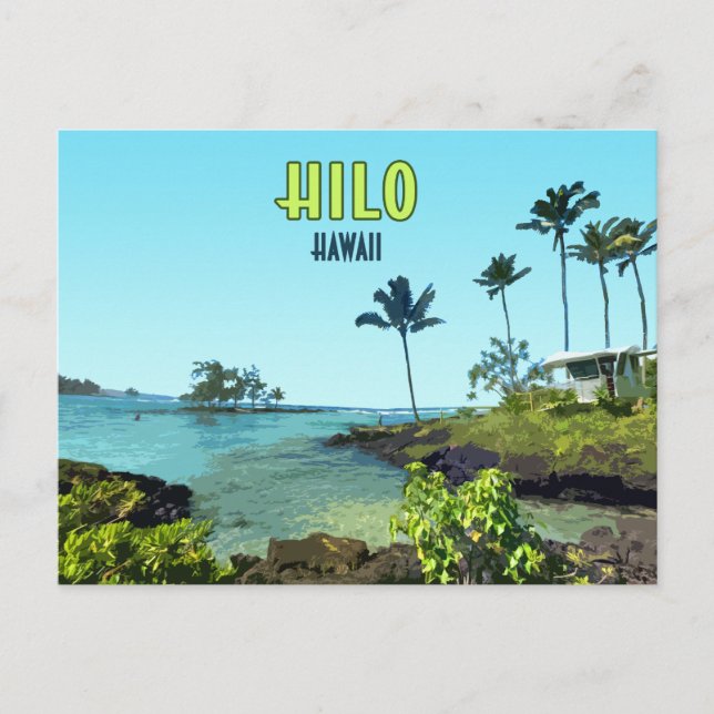 Postal Hilo Big Island Hawaii Beach Vintage (Anverso)