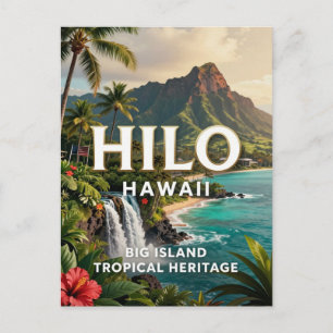 Postal Hilo Hawaii Isla Grande Patrimonio de Viaje