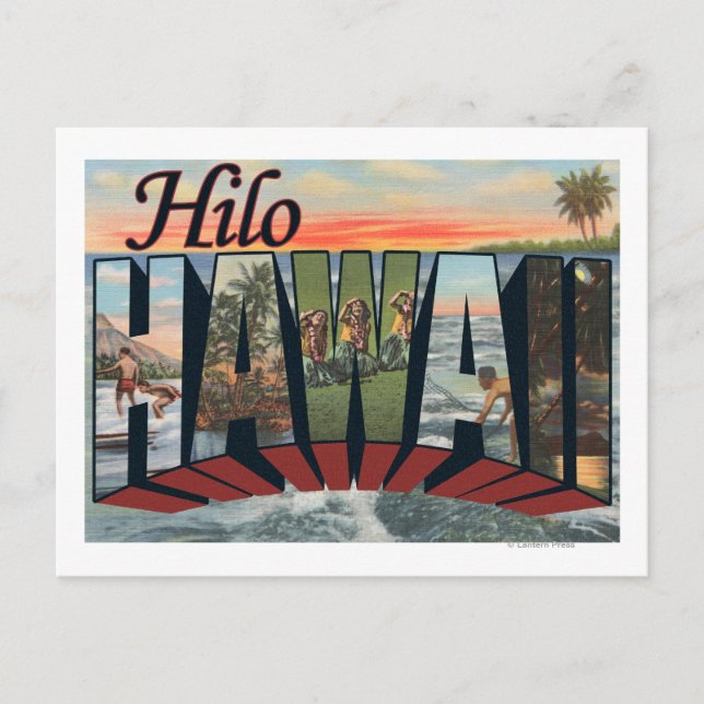 Postal Hilo, HawaiiEscenas de letras grandesHilo, HI (Anverso)