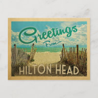 Hilton Head Postcard Beach Vintage Travel