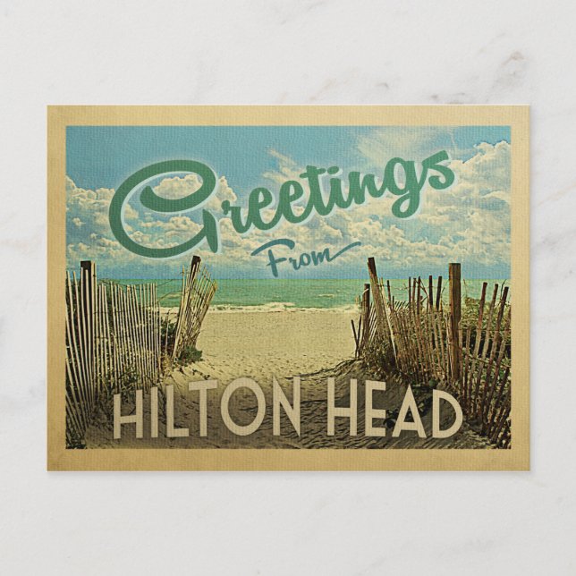 Postal Hilton Head Postcard Beach Vintage Travel (Anverso)