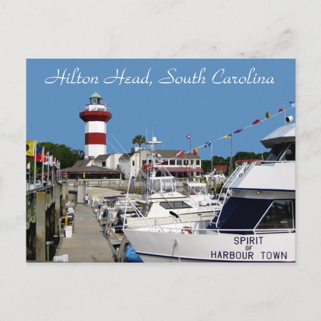 Postal Hilton Head, SC Harbour Town Lighthouse Postcard (Anverso)