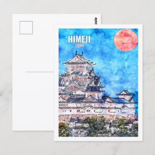 Postal Himeji Japón Famoso lugar de viaje acuarela
