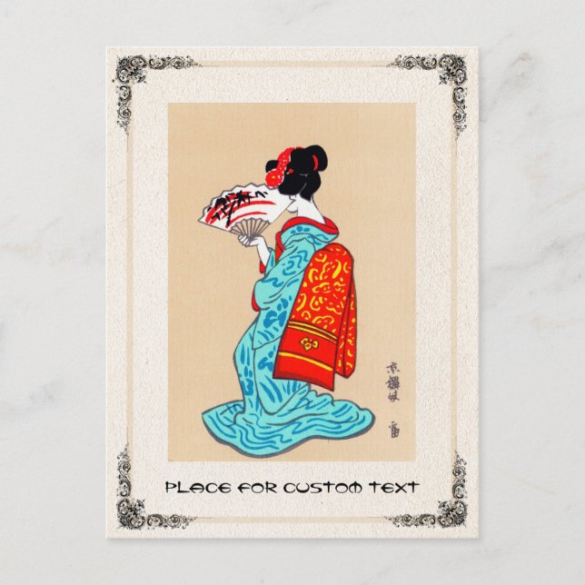 Postal Hincha de la geisha japonesa clásica dama kimono (Anverso)