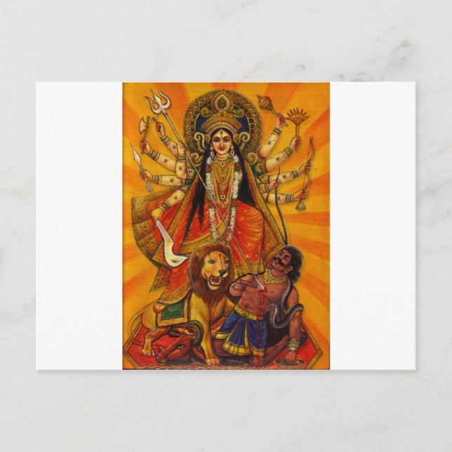 POSTAL HINDU GODDESS DURGA VICTORIA SOBRE MALA (Anverso)