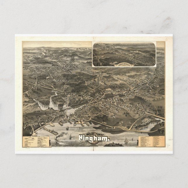 Postal Hingham, Massachusetts en 1885 (Anverso)
