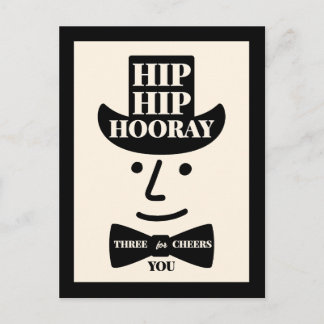 Postal Hip Hip Hooray Three Cheers for You Typography