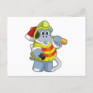 Postal Hipo como bombero con hacha
