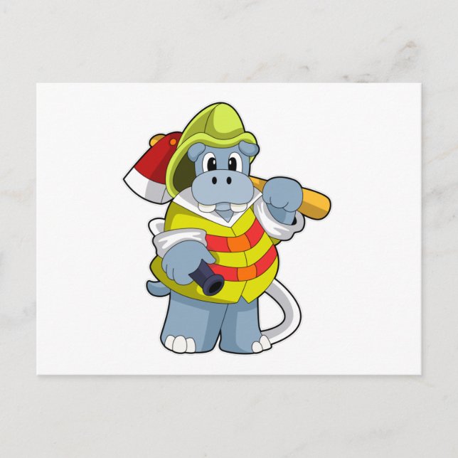 Postal Hipo como bombero con hacha (Anverso)
