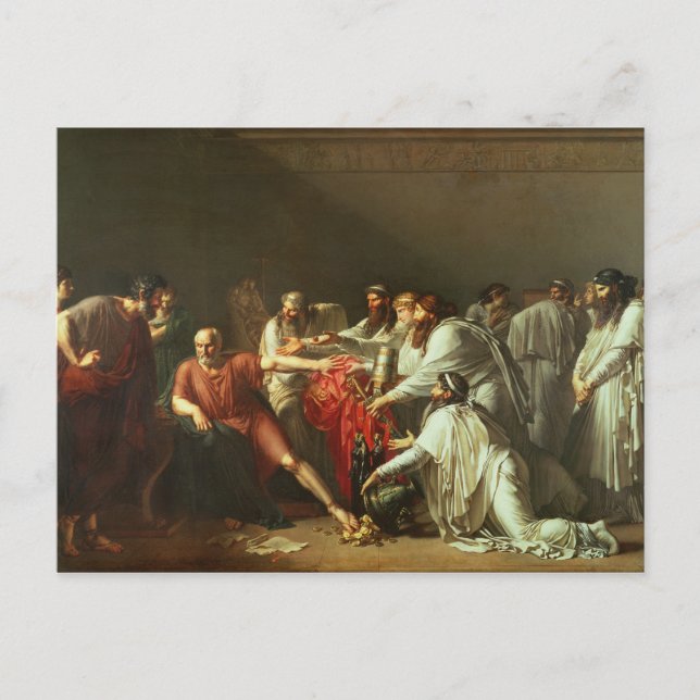 Postal Hipócrates rechazando los regalos de los artaxerje (Anverso)