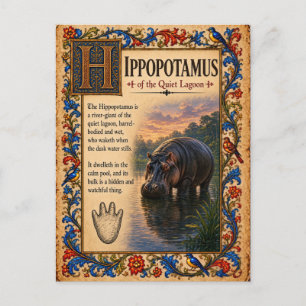 Postal Hipopótamo, Arte de Bestiario Medieval