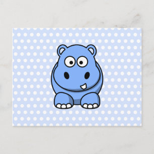 Postal Hipopótamo Azul Adorable