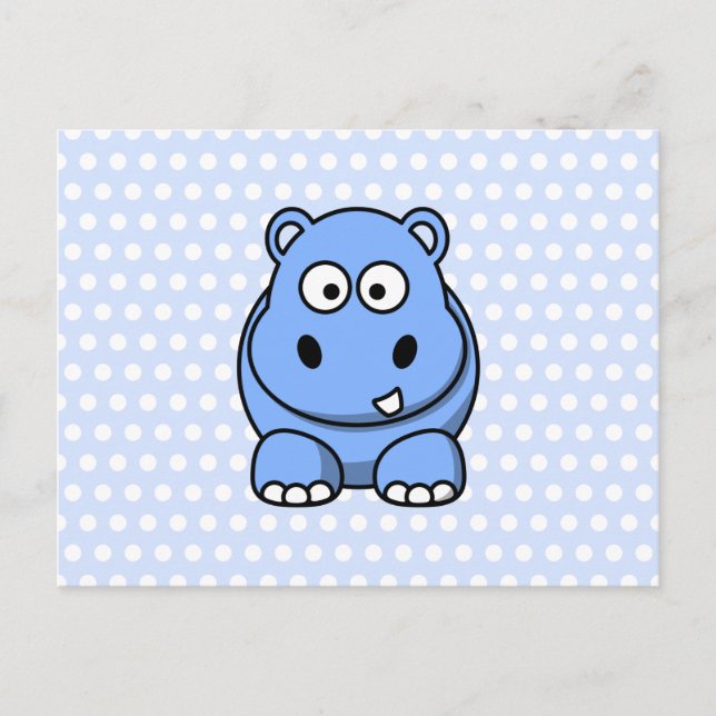 Postal Hipopótamo Azul Adorable (Anverso)