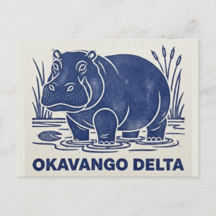 Postal Hipopótamo en el Delta del Okavango Botsuana