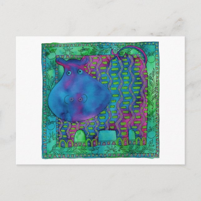 Postal Hipopótamo Estampado (Anverso)