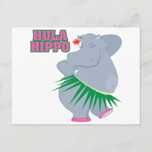 Postal hipopótamo hula de luau lindo y tonto