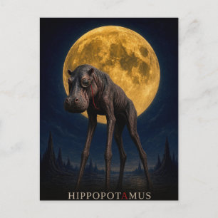 Postal Hipopótamo Monóculo gótico Surrealista