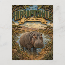 Postal Hipopótamo Río Africano POPCUT