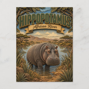 Postal Hipopótamo Río Africano POPCUT