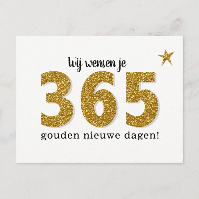 Postal Hippe Nieuwjaarskaart - 365 gouden nieuwe dagen (Anverso)