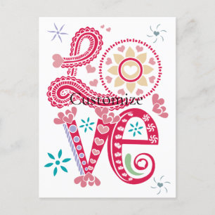 Postal Hippie Groovy Love Rótulo Thunder_Cove