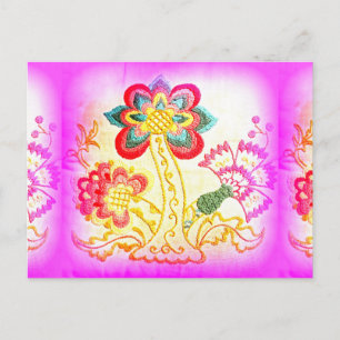 postal hippie groovy psicodélico de palmera rosa