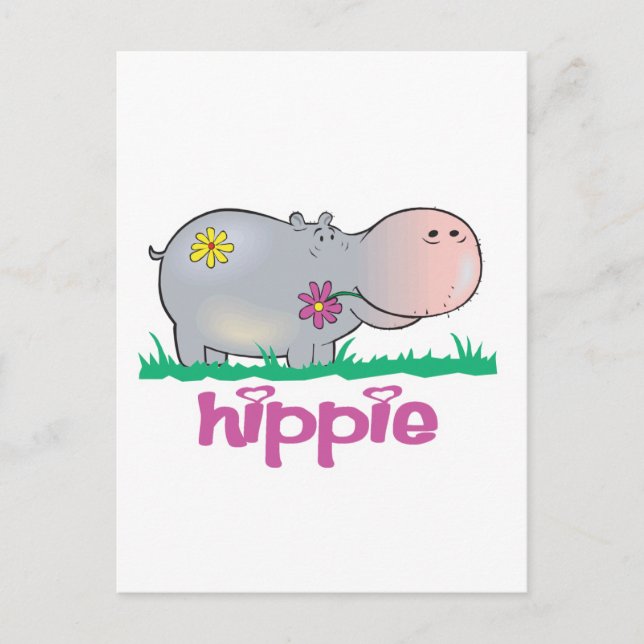 Postal hippie hipopótamo (Anverso)