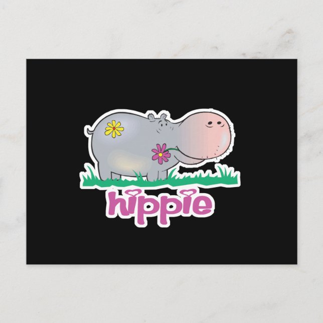 Postal hippie hipopótamo (Anverso)